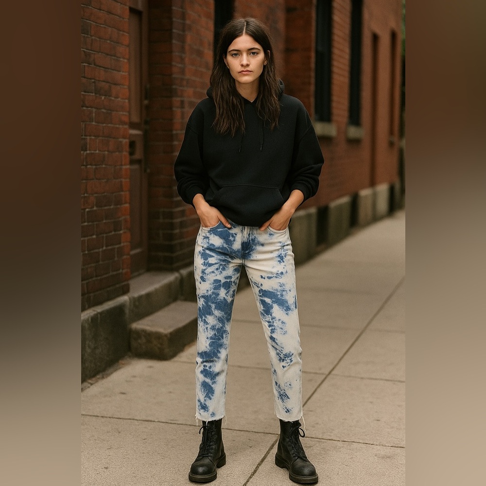 Levi's Tie Dye 721 High Rise SKinny Ankle Raw Hem sz‎ 33 - Picture 11 of 11